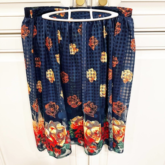 Anthropologie Women’s Sunday in Brooklyn Summer Bouquet Navy Floral Mesh  NWT - Picture 2 of 10